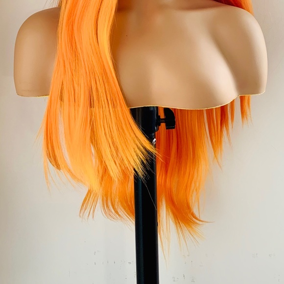 Long Orange Versatile 13x2.5 Lace Front Synthetic Wig for Cosplay or Everyday - Picture 6 of 14